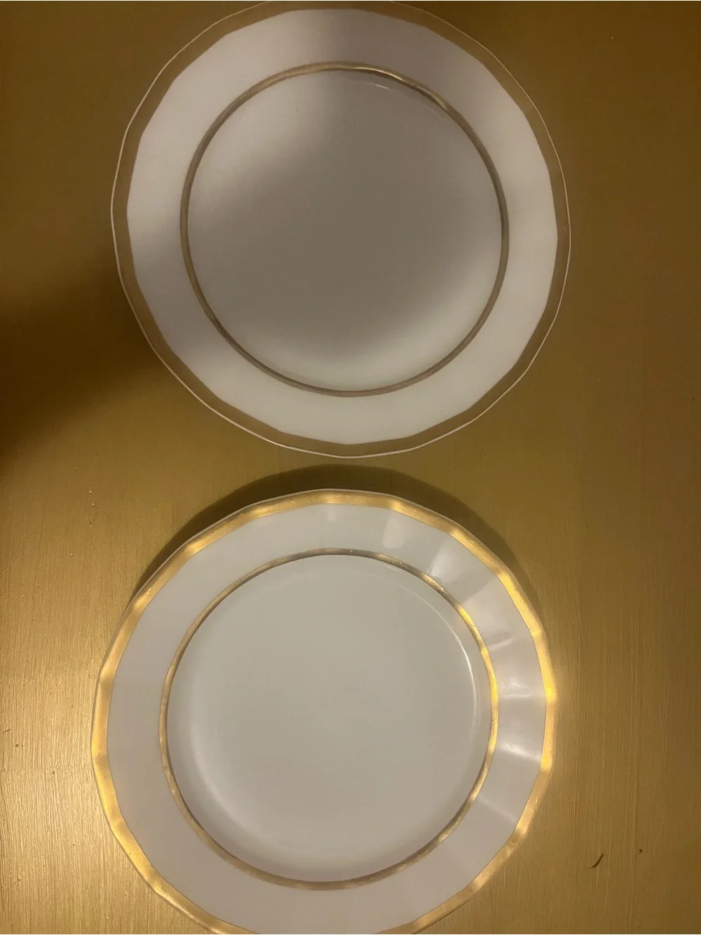 Set of 2 Antique T&V Limoges France Gold Rim Dinner Plates Dulin & Martin 10.5”
